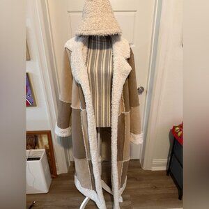 Faux suede patch coat